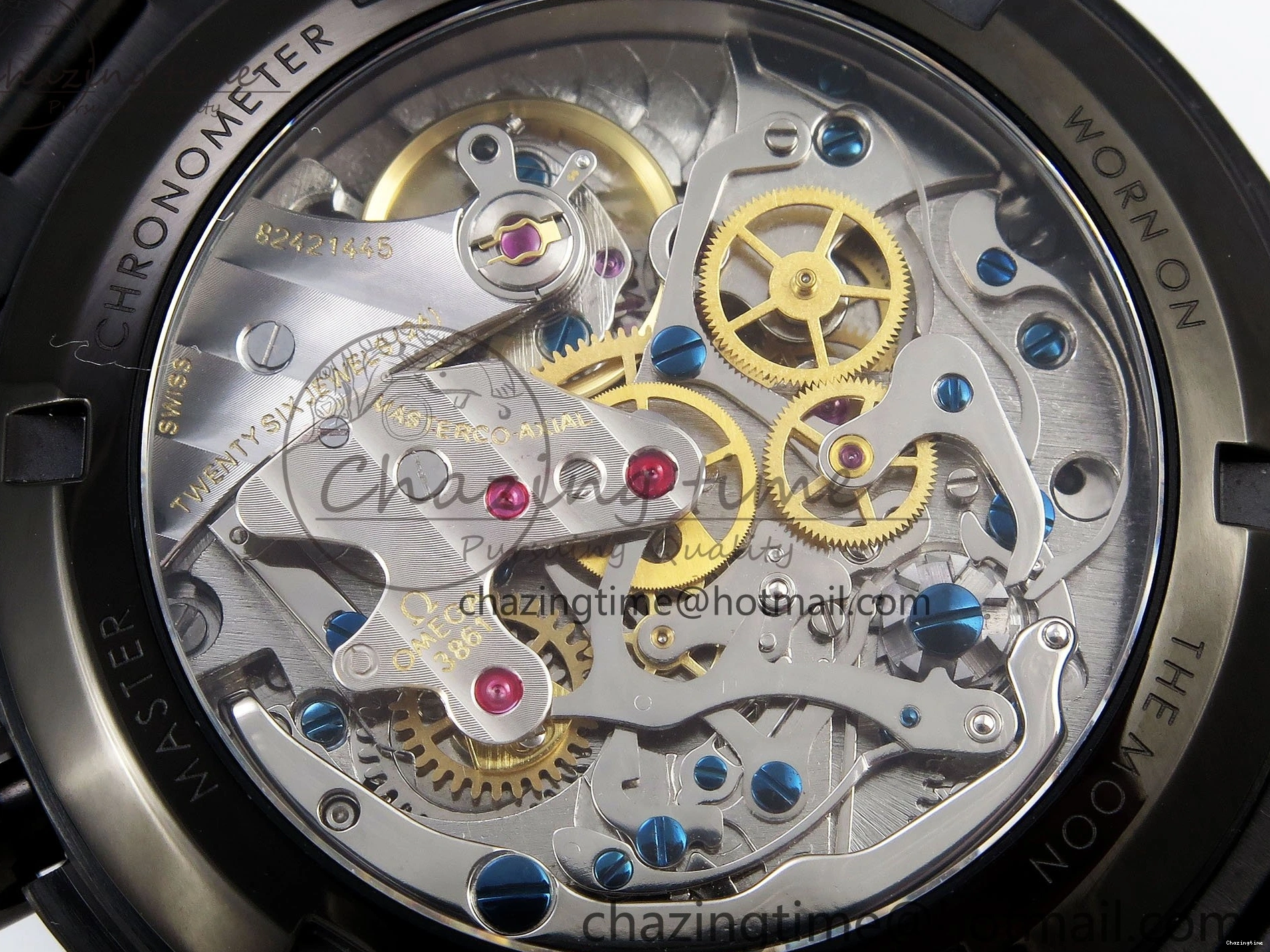 0515 Speedmaster Black Benom PVD Moon RMF Best Edition on PVD Bracelet Lemania HW WrinkleFree 7727